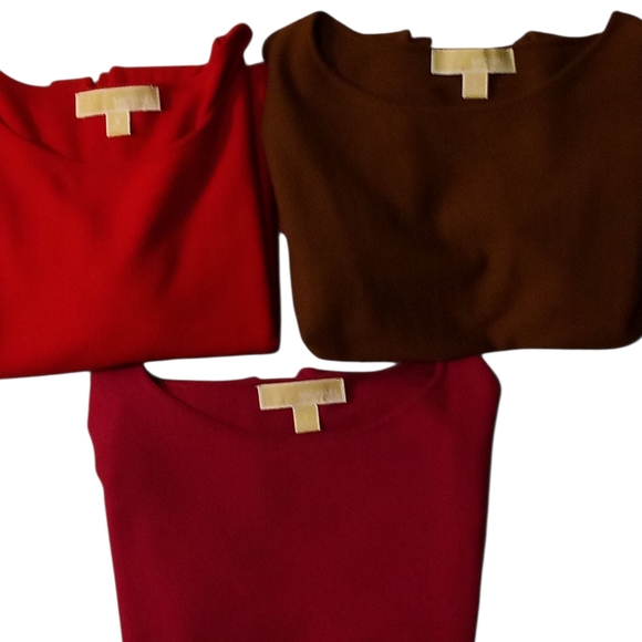 Michael Kors 3 Michael Kors Pullover Sweaters, Size S, 1-Red, 1-Brown, & 1-Burg. - Picture 1 of 11